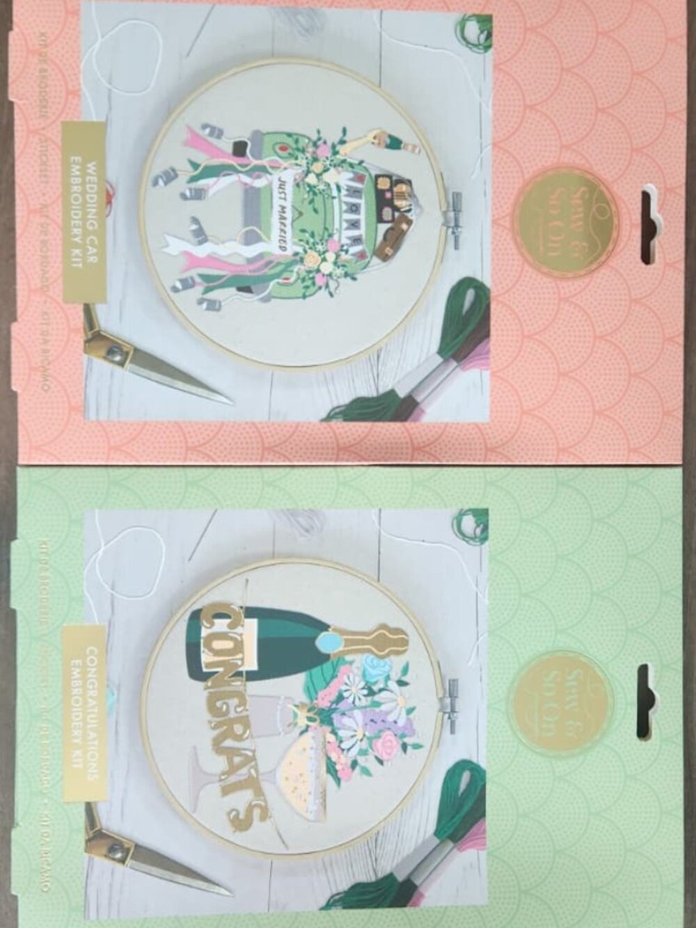 ✨2 Kits CONGRATS + JUST MARRIED Sew & So On DIY Embroidery SET Sewing Decoration